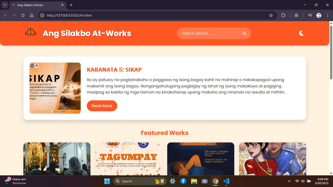 Articles Page Mockup